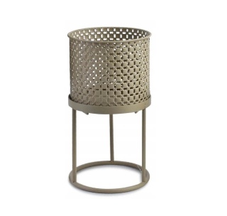 Ażurowa osłonka na stojaku doniczka kwiatki beżowa M