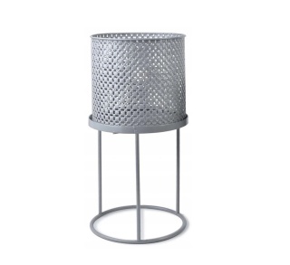 Duża stylowya szara osłonka na stojaku doniczka na kwiaty XL