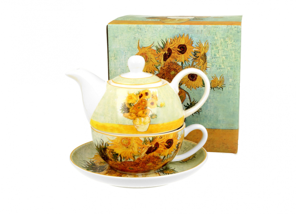 Filiżanka z imbryczkiem tea for one Gogh Sunflowers słoneczniki