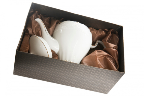 Biały dzbanek czajnik do parzenia herbaty na prezent 1,15l