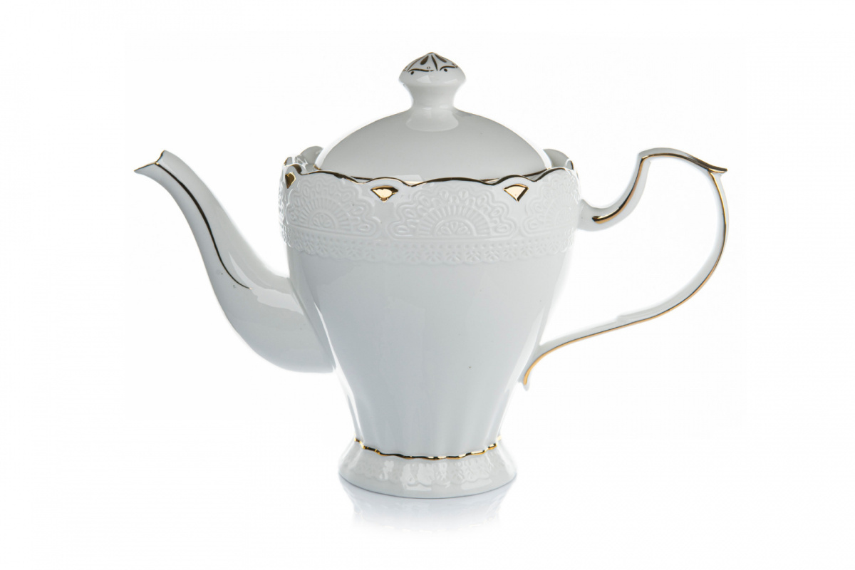 Biały dzbanek czajnik do parzenia herbaty na prezent 1,15l