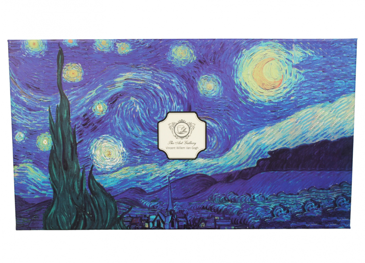 Komplet 6 filiżanek ze spodkami Gogh gwiazdy noc malarstwo