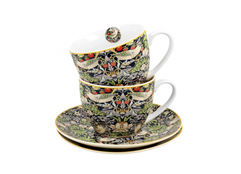 2 filiżanki ze spodkami Morris blue na urodziny malarstwo