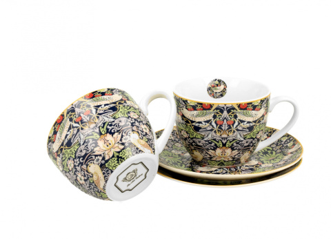 2 filiżanki ze spodkami Morris blue na urodziny malarstwo