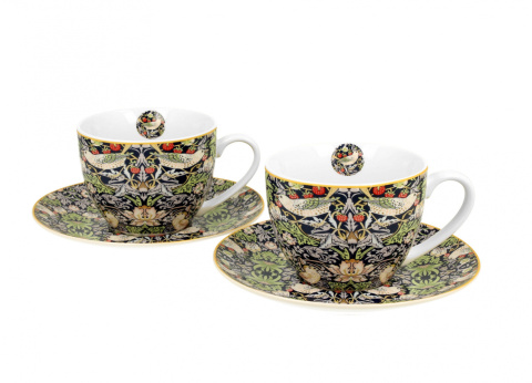 2 filiżanki ze spodkami Morris blue na urodziny malarstwo