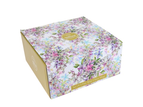 Wyjątkowy zestaw 4 kubków porcelana malvern kwiaty