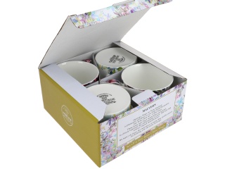 Wyjątkowy zestaw 4 kubków porcelana malvern kwiaty