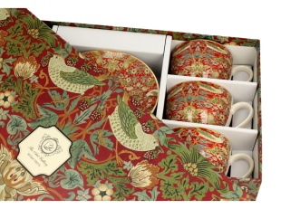 Zestaw 6 filiżanek ze spodkami Morris red prezent malarstwo