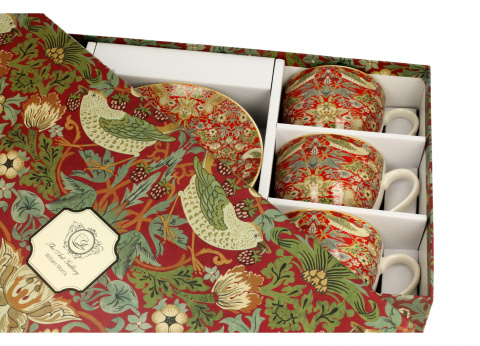 Zestaw 6 filiżanek ze spodkami Morris red prezent malarstwo