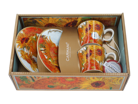 2 filiżanki ze spodkami espresso Gogh Słoneczniki Carmani