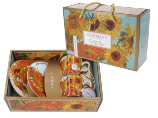 2 filiżanki ze spodkami espresso Gogh Słoneczniki Carmani