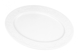 Duży półmisek owalny biały z porcelany talerz tłoczony