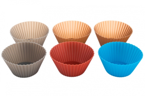 Komplet 6 kolorowych foremek silikonowych do muffinek