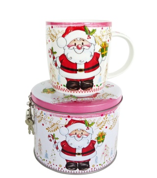 Kubek w puszce skarbonka z mikołajem na prezent świąteczny