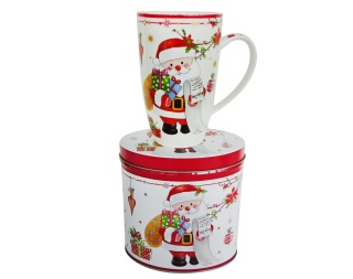 Kubek w puszce z mikołajem na prezent świąteczny święta