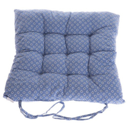 Ozdobna poduszka na krzesło patchwork niebieska w kwiatki