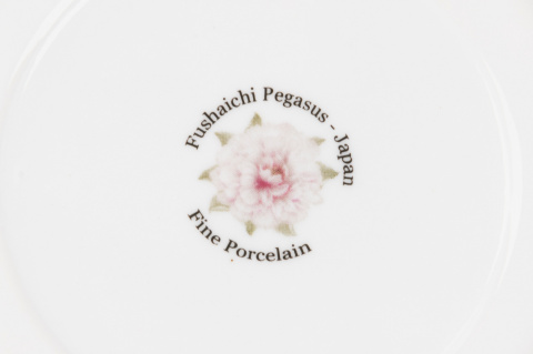 Zestaw 6 filiżanek porcelana z łyżeczkami chryzantema