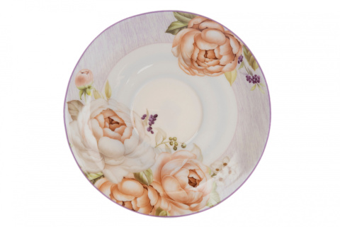 Zestaw 6 filiżanek porcelana z łyżeczkami róża kremowa