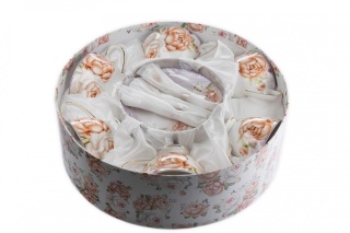 Zestaw 6 filiżanek porcelana z łyżeczkami róża kremowa