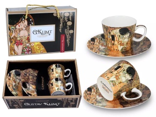 2 filiżanki spodki espresso Klimt Pocałunek Carmani mocca