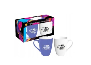 2 kubki ceramiczne Zaparzona po same uszy biały niebieski