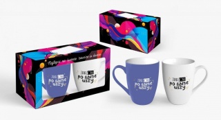 2 kubki ceramiczne Zaparzona po same uszy biały niebieski