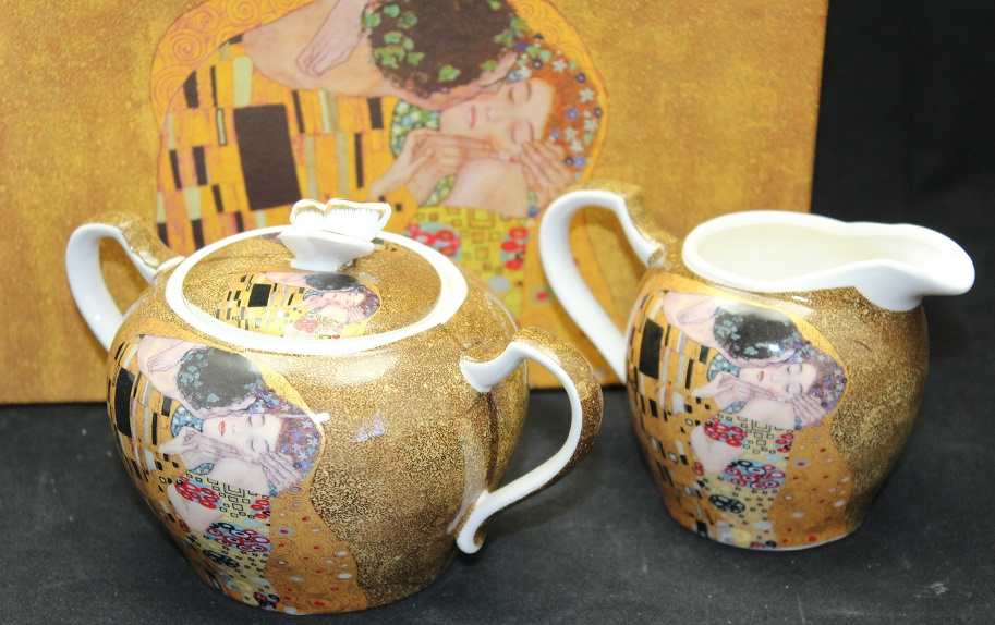 Komplet do kawy cukiernica mlecznik Klimt prezent