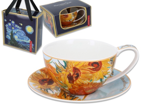 Filiżanka ze spodkiem Gogh Słoneczniki Carmani na prezent