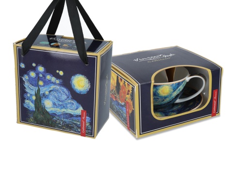 Duża filiżanka ze spodkiem Gogh Gwiaździsta noc Carmani