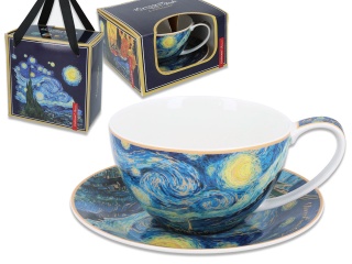 Duża filiżanka ze spodkiem Gogh Gwiaździsta noc Carmani