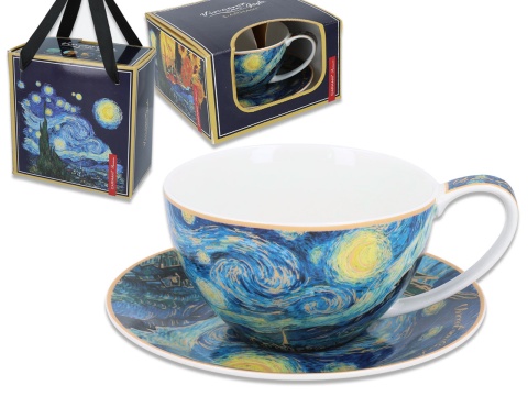 Duża filiżanka ze spodkiem Gogh Gwiaździsta noc Carmani