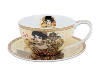 Duża filiżanka ze spodkiem Klimt Adela Carmani kremowe tło