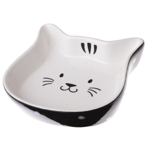 Miska ceramiczna czarna w białe kropki miseczka kot dla kota