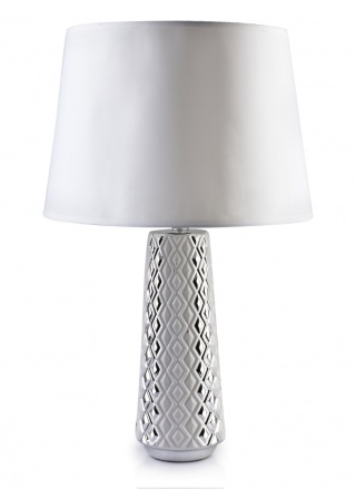 Modna lampa biała Luna do pokoju sypialni Square srebrna