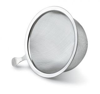 Srebrne sitko z uchwytem do parzenia herbaty lub ziół