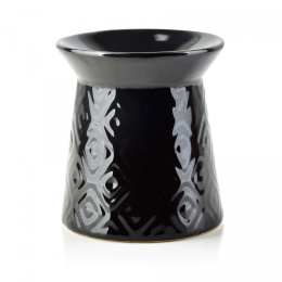 Ceramiczny kominek na wosk zapachowy połysk czerń tłoczony