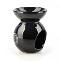 Ceramiczny kominek na olejek zapachowy czarny połysk koła