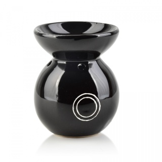 Ceramiczny kominek na olejek zapachowy czarny połysk koła