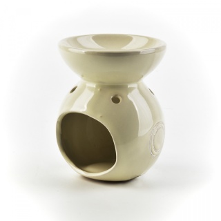 Kremowy kominek na wosk zapachowy połysk ceramika koła