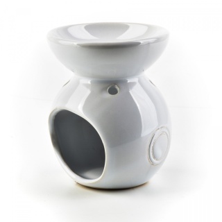 Ceramiczny kominek na wosk zapachowy biały połysk ozdoba