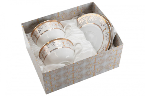 Komplet 2 filiżanek do herbaty łyżeczki ornament Fusaichi