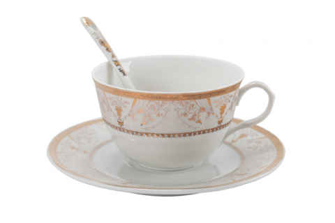 Komplet 2 filiżanek do herbaty łyżeczki ornament Fusaichi