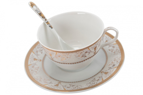 Komplet 2 filiżanek do herbaty łyżeczki ornament Fusaichi