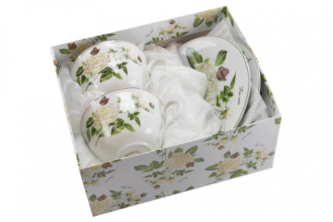 Komplet 2 filiżanek do herbaty róża herbaciana na prezent