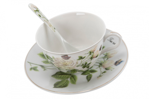 Komplet 2 filiżanek do herbaty róża herbaciana na prezent