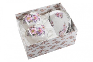 Komplet 2 filiżanek do kawy łyżeczki Fusaichi Pegasus róża