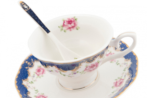 Komplet 2 filiżanek do kawy różowy kwiat Fusaichi Pegasus