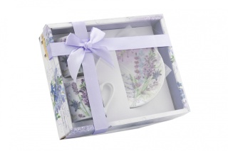 Komplet dwie filiżanki ze spodkami espresso lawendowe