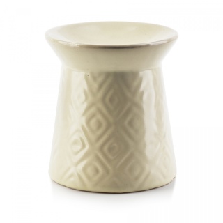 Kremowy kominek na wosk zapachowy połysk ceramika ozdobny