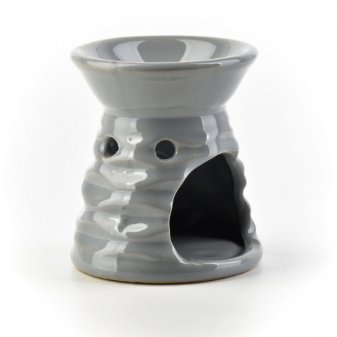 Szary kominek na wosk zapachowy połysk ceramika ozdobny